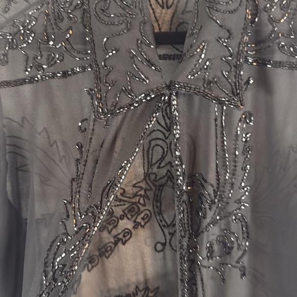 Jkara Black Beaded Sheer Over Shirt Size 1XL - Picture 5 of 10